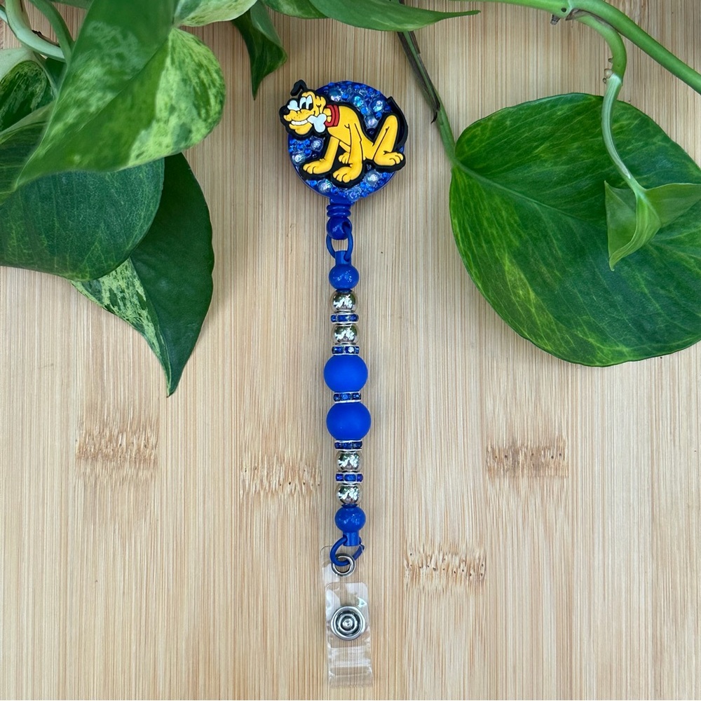 ✨‎ Disney-Inspired Bling & Silicone Beaded Retractable ID Badge Holder 🏰